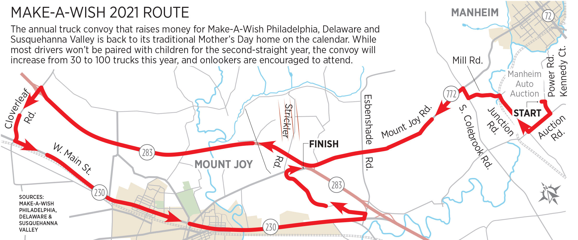 Make-A-Wish Truck Route